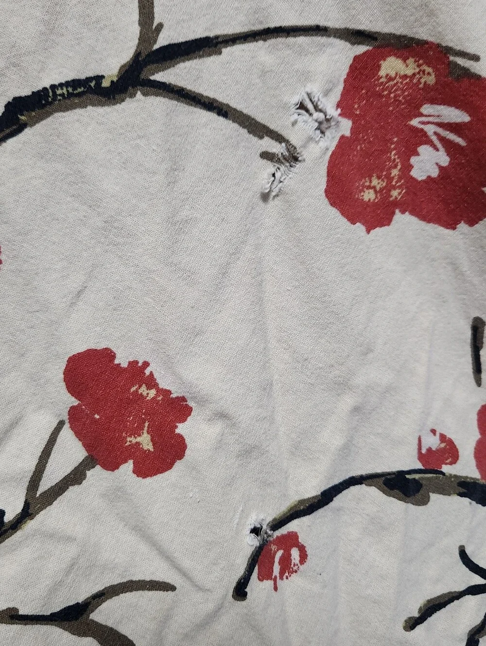 Anthropologie Cherry Blossom Floral Flat Sheet Size Queen